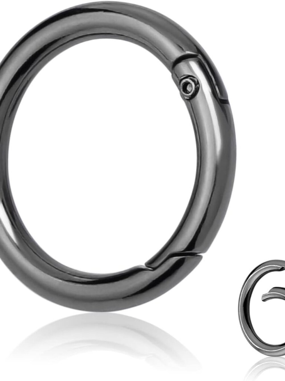 10Pack 1 Inch Metal Spring O Rings Clip Keychain, Round Carabiner Clips Keyrings